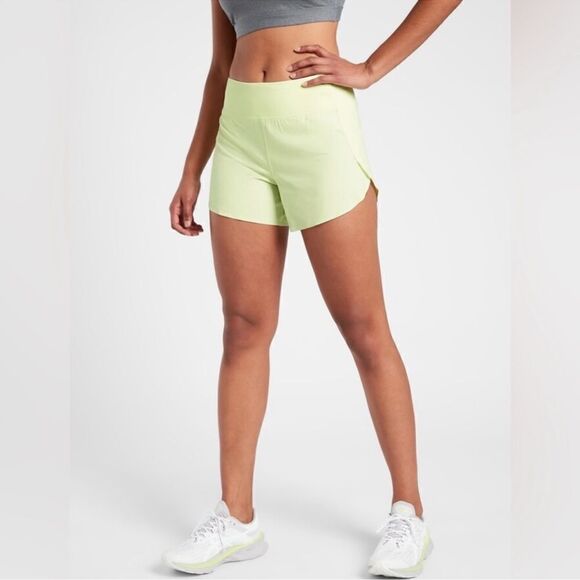 Athleta yellow green run with it short 3.5” L - Picture 1 of 4